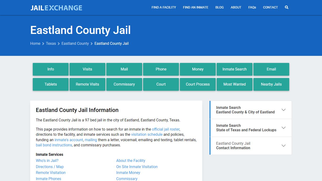 Eastland County Jail, TX Inmate Search, Information